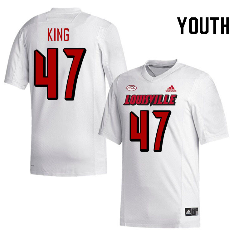 Youth #47 Jaedon King Louisville Cardinals College Football Jerseys Stitched-White